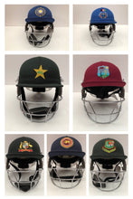 Load image into Gallery viewer, Black Ash custom International adjustable helmet, featuring a high impact polypropylene shell and chrome finish steel grill with 8 micro adjustments for enhanced protection and visibility, sweat-absorbent padding, and soft ear protection, adjustable to fit sizes 52-58 cm.