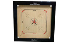 Load image into Gallery viewer, SISCAA Tournament carrom board, made of Indian Birchwood, measures 41x41 inches with a 35x35 inch playing area, 6mm sheet thickness, and includes basic accessory set. Known for fast rebound borders and premium finish.