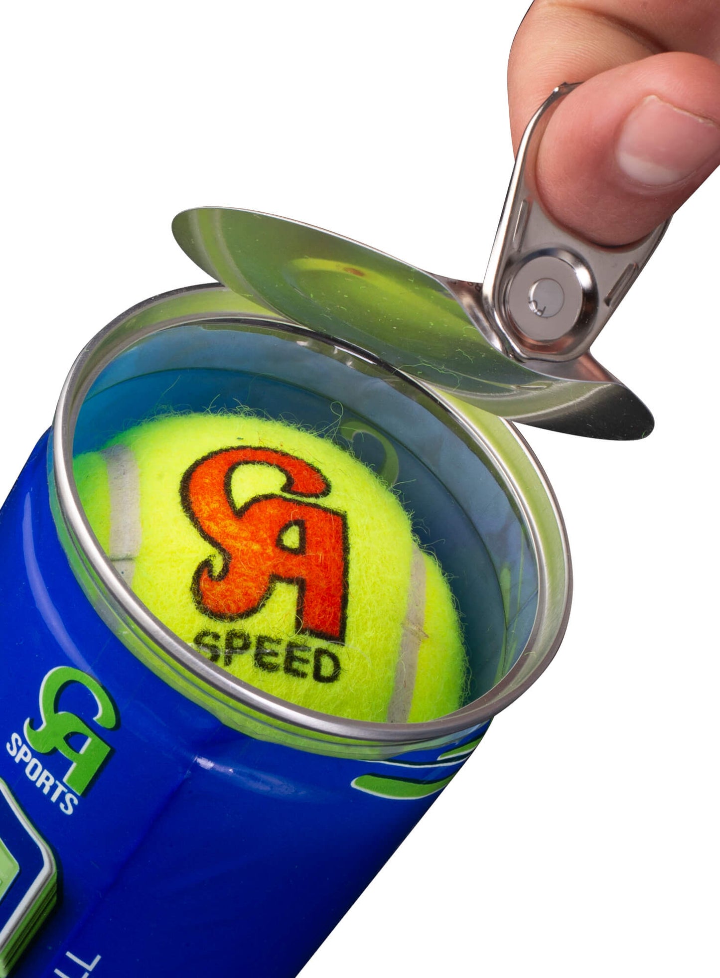 CA Speed Cricket Tennis Balls, a pack of three, designed for zealous and fast-paced softball cricket. Featuring American outer felt for even response and perfect bounce on all surfaces, suitable for taping, and marked with dense CA branding for identity. These balls offer the ideal size and weight for a softball game, ensuring long-lasting performance.