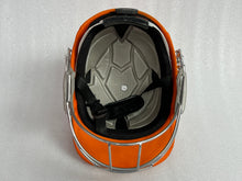 Load image into Gallery viewer, Black Ash custom adjustable helmet with a high impact polypropylene shell and chrome finish steel grill, offering 8 micro adjustments for optimal protection and visibility, impact-resistant padding, adjustable to fit 52-58 cm, with nape dial adjuster and soft ear protection.