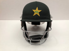 Load image into Gallery viewer, Black Ash custom International adjustable helmet, featuring a high impact polypropylene shell and chrome finish steel grill with 8 micro adjustments for enhanced protection and visibility, sweat-absorbent padding, and soft ear protection, adjustable to fit sizes 52-58 cm.