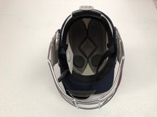 Load image into Gallery viewer, Black Ash custom International adjustable helmet, featuring a high impact polypropylene shell and chrome finish steel grill with 8 micro adjustments for enhanced protection and visibility, sweat-absorbent padding, and soft ear protection, adjustable to fit sizes 52-58 cm.