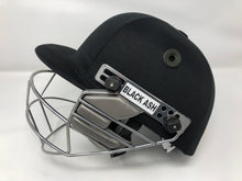 Load image into Gallery viewer, Black Ash custom adjustable helmet with a high impact polypropylene shell and chrome finish steel grill, offering 8 micro adjustments for optimal protection and visibility, impact-resistant padding, adjustable to fit 52-58 cm, with nape dial adjuster and soft ear protection.