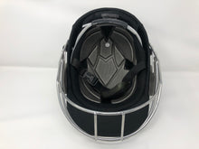 Load image into Gallery viewer, Black Ash custom adjustable helmet with a high impact polypropylene shell and chrome finish steel grill, offering 8 micro adjustments for optimal protection and visibility, impact-resistant padding, adjustable to fit 52-58 cm, with nape dial adjuster and soft ear protection.