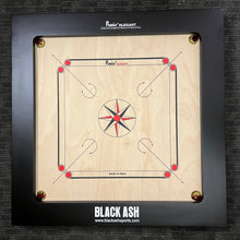 Load image into Gallery viewer, Precise Bulldog Elegant carrom board, 28mm thick English Birchwood ply, 37x37 inches overall size with a 29x29 inch playing area and 4-inch borders. Comes with a striker and a set of coins, known for its super satin smooth tournament playing surface.