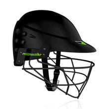 Load image into Gallery viewer, Moonwalkr MIND Helmet, the world&#39;s coolest and first cricket helmet with 30 air vents for superior airflow, designed to protect against impacts up to 160 kmph with an aerodynamic structure, including an in-built lower head protector and high-carbon steel grille for maximum impact resistance, visibility, and comfort.