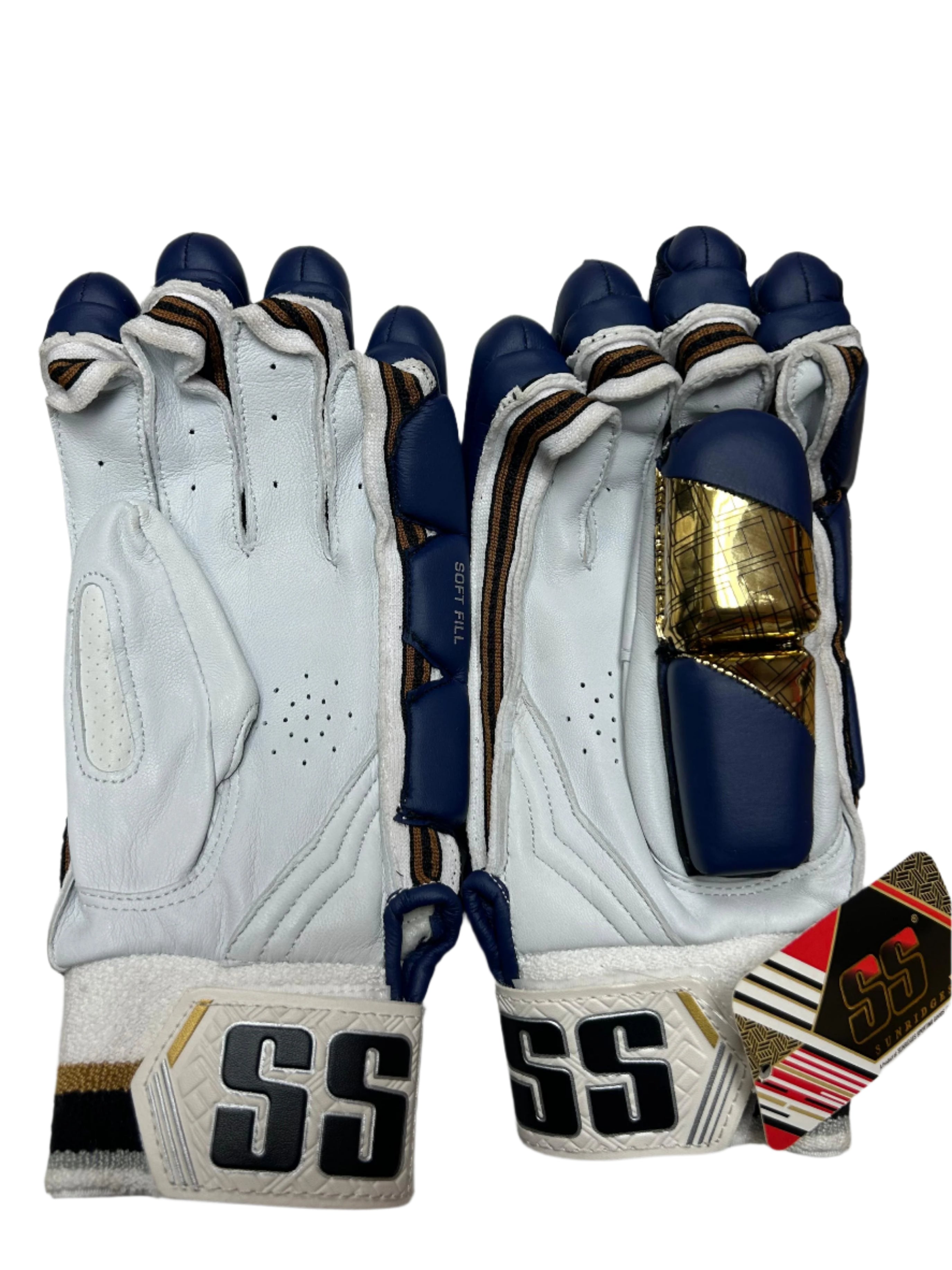 SS Super Test Batting Gloves Navy Gold Black Ash Sports