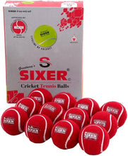 Load image into Gallery viewer, Sixer Heavy Cricket Tennis Balls - Pack of 12 Red Balls