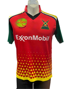 Replica of the 2023 Guyana Amazon Warriors jersey, made with high-quality dri-fit material, featuring North American sizing standards for a true fit. The jersey is designed for fans seeking comfort and style.