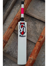 Load image into Gallery viewer, CA Rustam tennis ball cricket bat, named Rustam with an attractive pink outlook, made from popular willow, lightweight with thick edges, and a triple-colored durable grip, ideal for tournaments.