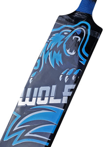 Wolf Power-Tek tennis ball cricket bat, handcrafted from Popular willow, lightweight and ideal for tournaments with a double-colored grip and Power-Tek technology for extra blade power.