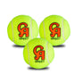 CA Speed Cricket Tennis Balls, a pack of three, designed for zealous and fast-paced softball cricket. Featuring American outer felt for even response and perfect bounce on all surfaces, suitable for taping, and marked with dense CA branding for identity. These balls offer the ideal size and weight for a softball game, ensuring long-lasting performance.