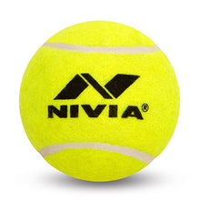 Load image into Gallery viewer, Pack of 12 Nivia Heavy Tennis Cricket Balls, in red or green, designed for cricket play with a hard tennis ball construction, made in India.