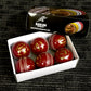 Pack of 6 red cricket balls, 'Black Ash Cavalier' series, made from premium quality, genuine Australian alum-tanned leather with 4-piece construction. These waterproof, machine-stitched balls offer excellent shape retention, are suitable for 50 overs, comply with MCC regulations, and weigh 156 grams (5.5 ounces) each.
