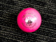 Load image into Gallery viewer, Pack of 6 pink Black Ash Seamer cricket leather balls, premium quality, 156 grams each, suitable for practice and T20 cricket, featuring 4-piece construction and excellent shape retention, machine stitched according to MCC regulations.