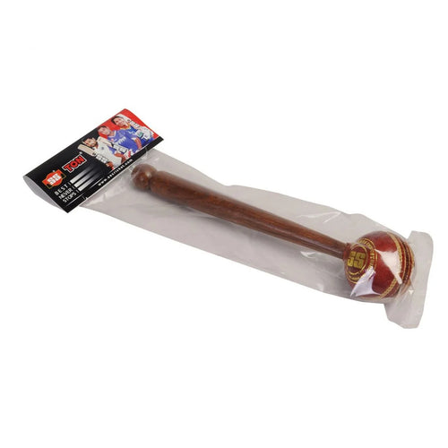 High-quality SS ball mallet for professional cricket bat conditioning, with a cricket ball fixed on a wooden handle, designed to knock in cricket bats and protect them from damage, promoting greater control during the knocking-in process.