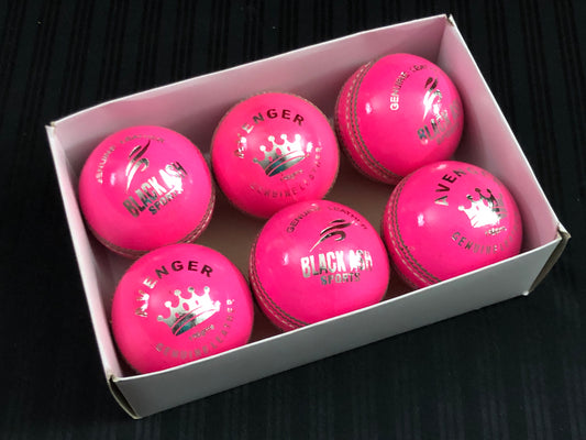 Black Ash Avenger Pack of 6 Pink Cricket Leather Balls 156 Grams