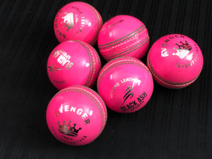 Black Ash Avenger Pack of 6 Pink Cricket Leather Balls 156 Grams
