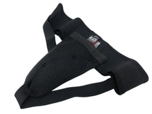 Load image into Gallery viewer, Black Ash abdominal guard with strap, made of solid polyethylene, featuring rubber edges for comfort, ventilated design for air circulation, ensuring protection during play