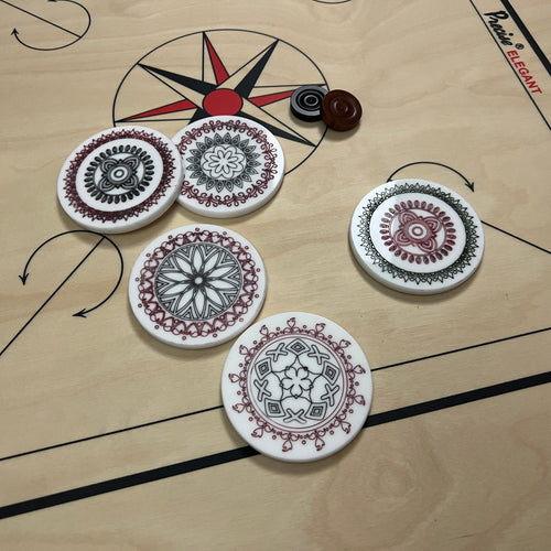 Professional grade 3.5 inch Precise carrom striker, weighing approximately 56 grams, packed in a plastic box with a unique elegant design, sold exclusively by Black Ash Sports.
