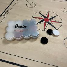 Load image into Gallery viewer, Set of PRECISE Superb 6mm plastic carrommen, standard and uniform in weight, size, and color, packaged in a specially designed plastic box, available through Black Ash Sports.