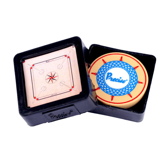 Tournament-grade Precise Elegant carrom striker, uniquely packed in a patented carrom shape box, exclusively available at Black Ash Sports.