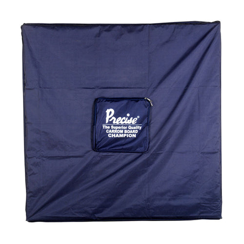 Protective cover made of heavy quality rexine for 35x35 inch carrom boards, with a storage pocket for carrommen and other accessories, available in 3 sizes.