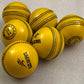 Pack of 6 yellow Black Ash PVC soft cricket training balls, each weighing 90 grams, crafted from top-quality PVC with a soft center for enhanced playability. Ideal for coaching and training, these balls are suitable for both indoor and outdoor cricket activities.