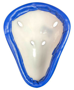 Wider Black Ash abdominal guard made of solid polyethylene, cushioned edges for added comfort, ventilated for optimal air circulation, designed for enhanced protection and comfort.