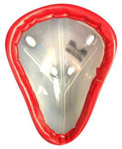 Wider Black Ash abdominal guard made of solid polyethylene, cushioned edges for added comfort, ventilated for optimal air circulation, designed for enhanced protection and comfort.