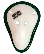 Load image into Gallery viewer, Wider Black Ash abdominal guard made of solid polyethylene, cushioned edges for added comfort, ventilated for optimal air circulation, designed for enhanced protection and comfort.